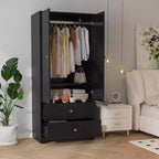 Meuble de rangement MDF 2 portes 2 armoires, design à panneaux plats, solution de rangement durable et élégante, parfait pour l'organisation de la maison.