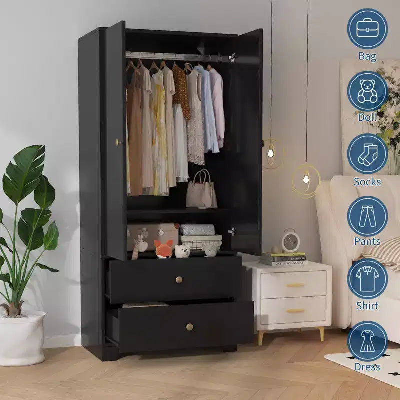 Meuble de rangement MDF 2 portes 2 armoires, design à panneaux plats, solution de rangement durable et élégante, parfait pour l'organisation de la maison.