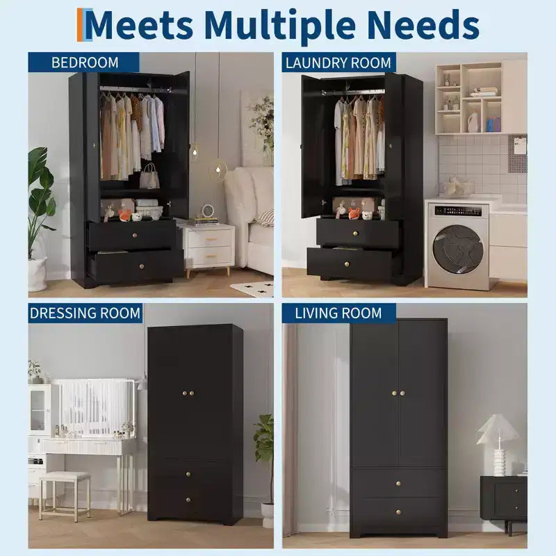 Meuble de rangement MDF 2 portes 2 armoires, design à panneaux plats, solution de rangement durable et élégante, parfait pour l'organisation de la maison.