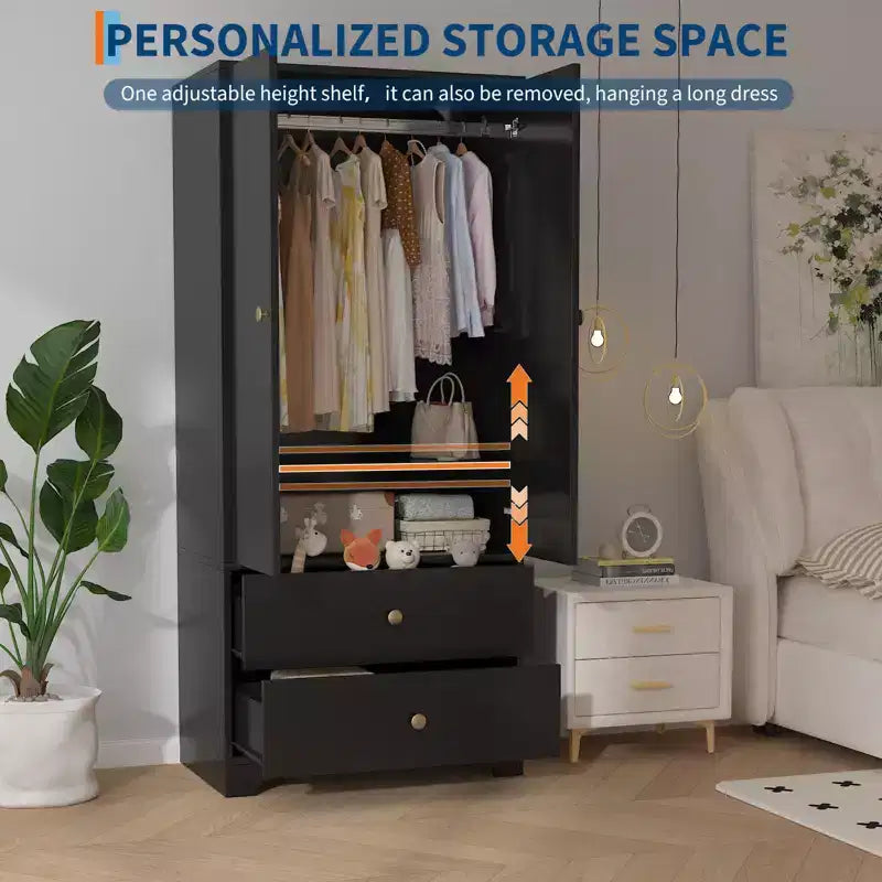 Meuble de rangement MDF 2 portes 2 armoires, design à panneaux plats, solution de rangement durable et élégante, parfait pour l'organisation de la maison.
