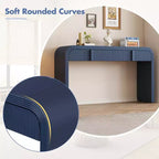 Clihome Table Console Moderne avec 2 Tiroirs de Rangement, Table d'Entrée Cannelée avec Silhouette Arrondie pour Couloir, Salon et Hall d'Entrée