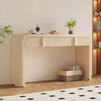 Clihome Table Console Moderne avec 2 Tiroirs de Rangement, Table d'Entrée Cannelée avec Silhouette Arrondie pour Couloir, Salon et Hall d'Entrée