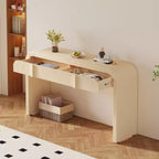 Clihome Table Console Moderne avec 2 Tiroirs de Rangement, Table d'Entrée Cannelée avec Silhouette Arrondie pour Couloir, Salon et Hall d'Entrée
