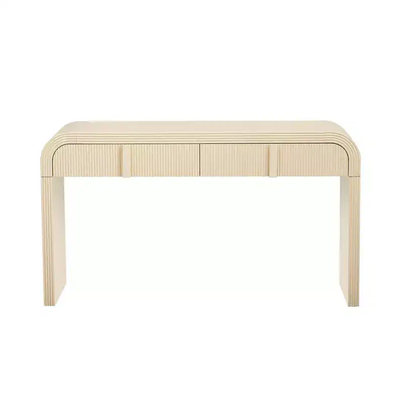 Clihome Table Console Moderne avec 2 Tiroirs de Rangement, Table d'Entrée Cannelée avec Silhouette Arrondie pour Couloir, Salon et Hall d'Entrée
