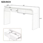 Clihome Table Console Moderne avec 2 Tiroirs de Rangement, Table d'Entrée Cannelée avec Silhouette Arrondie pour Couloir, Salon et Hall d'Entrée