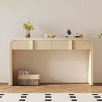Clihome Table Console Moderne avec 2 Tiroirs de Rangement, Table d'Entrée Cannelée avec Silhouette Arrondie pour Couloir, Salon et Hall d'Entrée