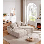 Canapé modulable 69Cloud, méridienne en L, méridienne en R, assise profonde, 2 places, tissu moelleux, beige