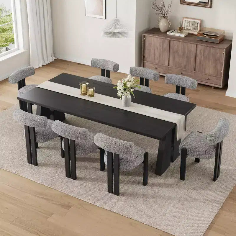 COZONY Chaises de salle à manger rembourrées, lot de 4/6/8, chaises de salle à manger modernes avec dossier incurvé ergonomique, pieds en bois d'hévéa
