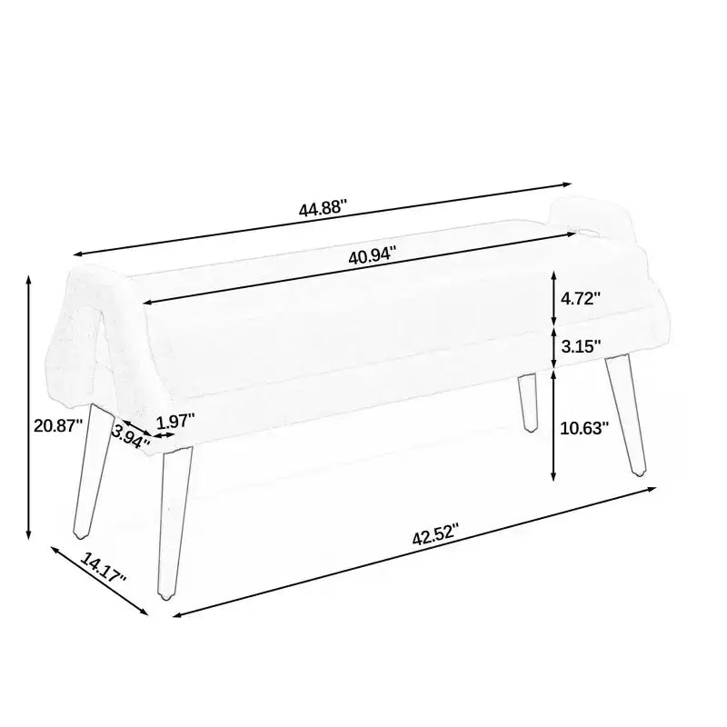 MAYEERTY Banc de salon moderne en tissu bouclé avec coussin doux, accoudoirs géométriques irréguliers, pieds en bois d'hévéa, beige