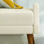 MAYEERTY Banc de salon moderne en tissu bouclé avec coussin doux, accoudoirs géométriques irréguliers, pieds en bois d'hévéa, beige