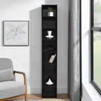 MAYEERTY 8 Tier Media Tower Rack Slim Storage Cabinet with Adjustable Shelves Tall Narrow Bookcase Display Bookshelf for Home Office