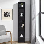 MAYEERTY Bibliothèque étroite 8 niveaux Meuble de rangement mince avec étagères réglables Bibliothèque haute pour maison et bureau