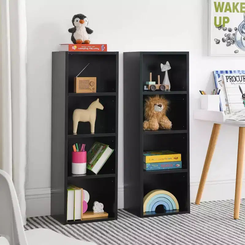 MAYEERTY Bibliothèque étroite 8 niveaux Meuble de rangement mince avec étagères réglables Bibliothèque haute pour maison et bureau