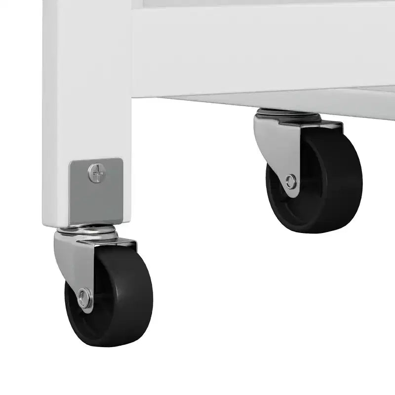 FAMYYT Chariot d'îlot de cuisine 42,9 cm avec plateau en bois d'hévéa massif blanc, 1 meuble à 2 portes et 2 tiroirs
