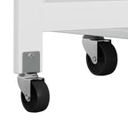 FAMYYT Chariot d'îlot de cuisine 42,9 cm avec plateau en bois d'hévéa massif blanc, 1 meuble à 2 portes et 2 tiroirs