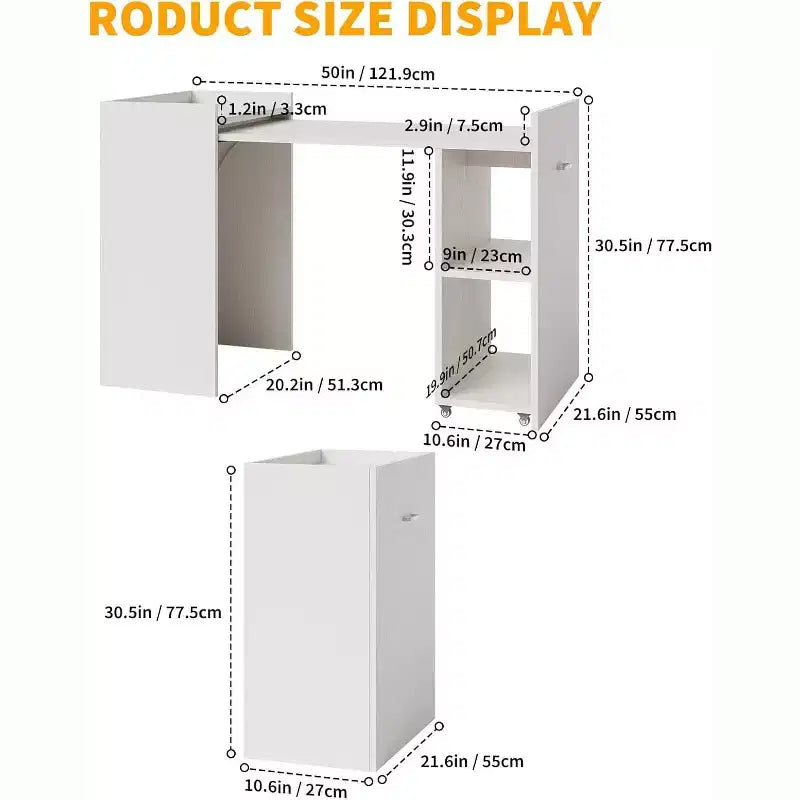 Bureau d'ordinateur pliant compact avec tiroir et étagères de rangement, petit bureau de télétravail pour l'étude, le jeu, la chambre d'étudiant et l'appartement