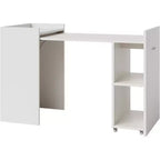 Bureau d'ordinateur pliant compact avec tiroir et étagères de rangement, petit bureau de télétravail pour l'étude, le jeu, la chambre d'étudiant et l'appartement