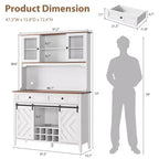 COZONY 72 Armoire de Bar de Ferme avec Porte Coulissante, Buffet de Cuisine avec Station de Charge, Bar à Café Rustique à LED