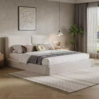 Lit rembourré en bouclé King Size moderne en hévéa Joanna Christopher Knight Home
