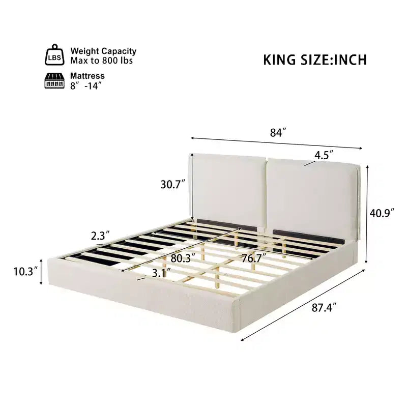 Lit rembourré en bouclé King Size moderne en hévéa Joanna Christopher Knight Home