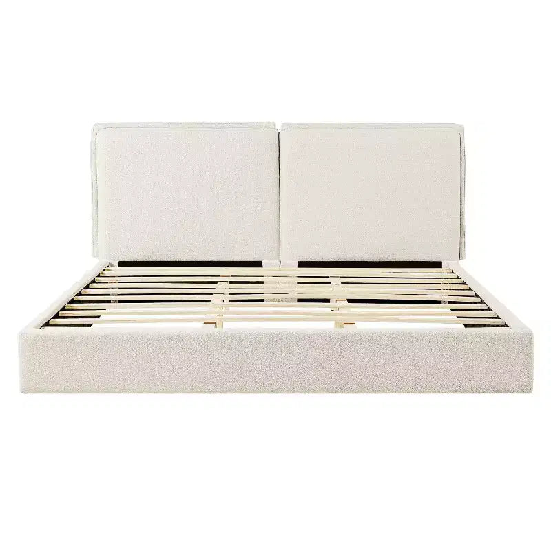 Lit rembourré en bouclé King Size moderne en hévéa Joanna Christopher Knight Home