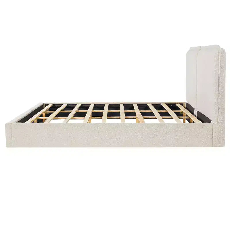 Lit rembourré en bouclé King Size moderne en hévéa Joanna Christopher Knight Home