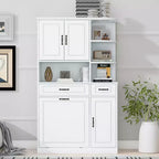 GDFStudio Camden Modern Tall Wood Storage Cabinet with Adjustable Shelves, Flip Drawer and Doors