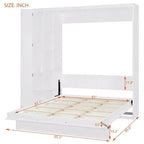 Lit escamotable moderne Luxystar Queen size avec 5 étagères, armoire et lumières LED