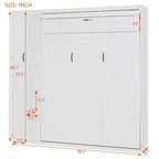 Lit escamotable moderne Luxystar Queen size avec 5 étagères, armoire et lumières LED