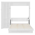 Lit escamotable moderne Luxystar Queen size avec 5 étagères, armoire et lumières LED