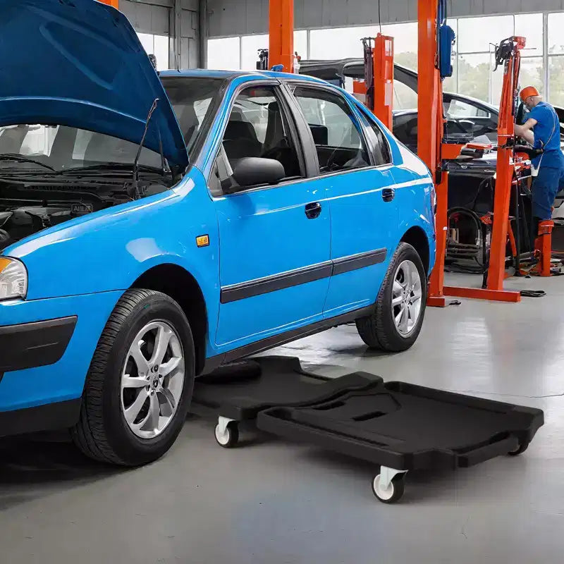 Costway Chariot de mécanicien 43 pouces avec appui-tête rembourré et plateaux à outils, charge maximale 159 kg, noir