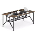 Costway 1/2 PCS 6 FT Conference Table with Cable Grommet & Storage Shelf for Meeting Room Office