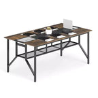 Costway 1/2 PCS 6 FT Conference Table with Cable Grommet & Storage Shelf for Meeting Room Office
