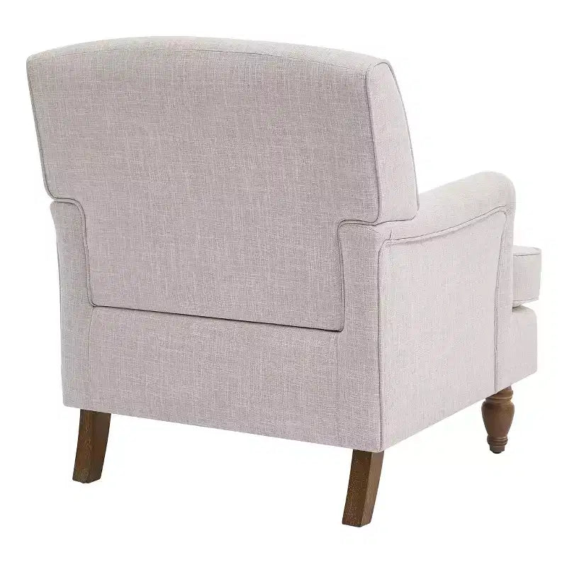 Fauteuil rembourré en tissu de lin TUYOHW, fauteuil de salon avec pieds antiques en bois massif, fauteuil d'appoint pour salon, chambre, coin lecture