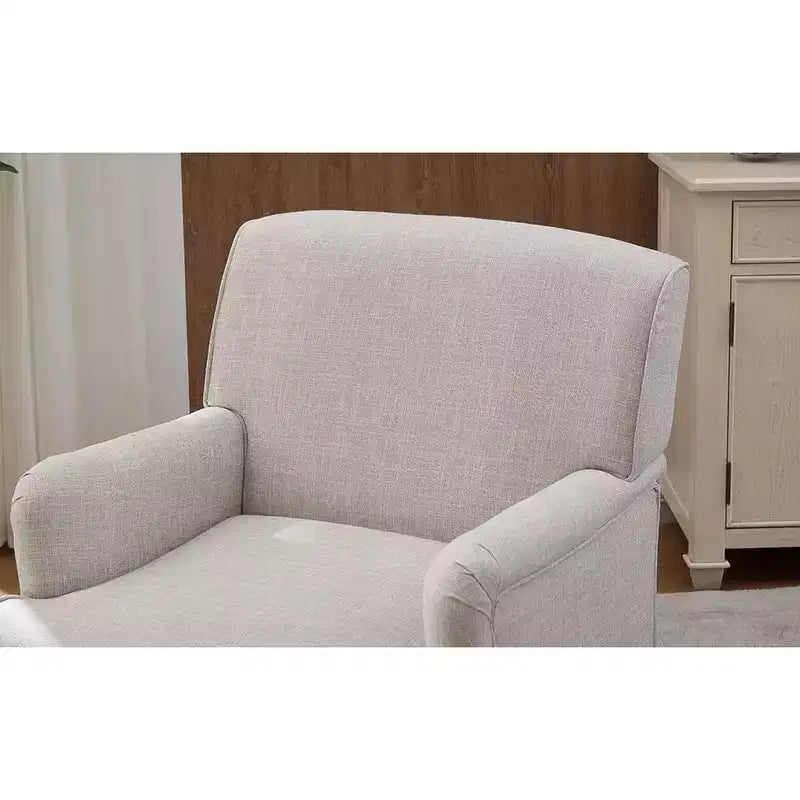 Fauteuil rembourré en tissu de lin TUYOHW, fauteuil de salon avec pieds antiques en bois massif, fauteuil d'appoint pour salon, chambre, coin lecture