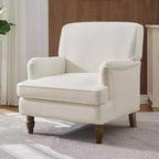 Fauteuil rembourré en tissu de lin TUYOHW, fauteuil de salon avec pieds antiques en bois massif, fauteuil d'appoint pour salon, chambre, coin lecture