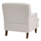 Fauteuil rembourré en tissu de lin TUYOHW, fauteuil de salon avec pieds antiques en bois massif, fauteuil d'appoint pour salon, chambre, coin lecture