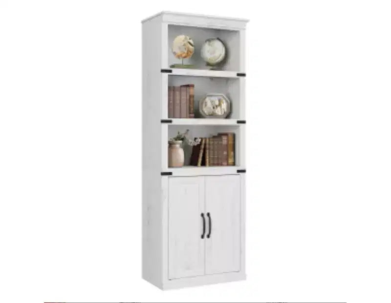 Bibliothèque Rétro 2 Portes, Construction PB et MDF, 62 cm de Large,