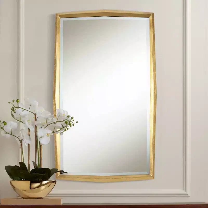Miroir Mural Biseauté Uttermost Saratoga 24x40 avec Cadre Doré Chaud