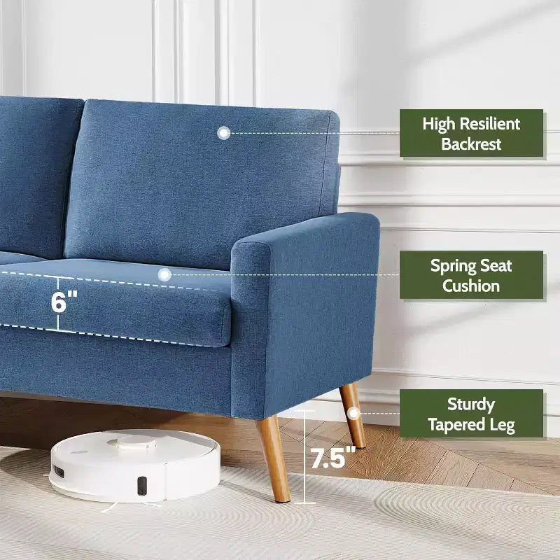 Dyonery Canapé deux places 68, Canapé moderne du milieu du siècle avec coussin à ressorts, cadre en bois massif, assemblage sans outils