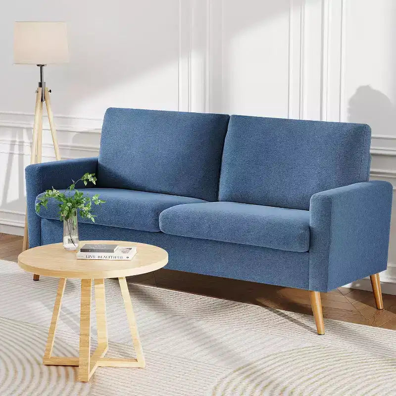 Dyonery Canapé deux places 68, Canapé moderne du milieu du siècle avec coussin à ressorts, cadre en bois massif, assemblage sans outils