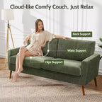 Dyonery Canapé deux places 68, Canapé moderne du milieu du siècle avec coussin à ressorts, cadre en bois massif, assemblage sans outils