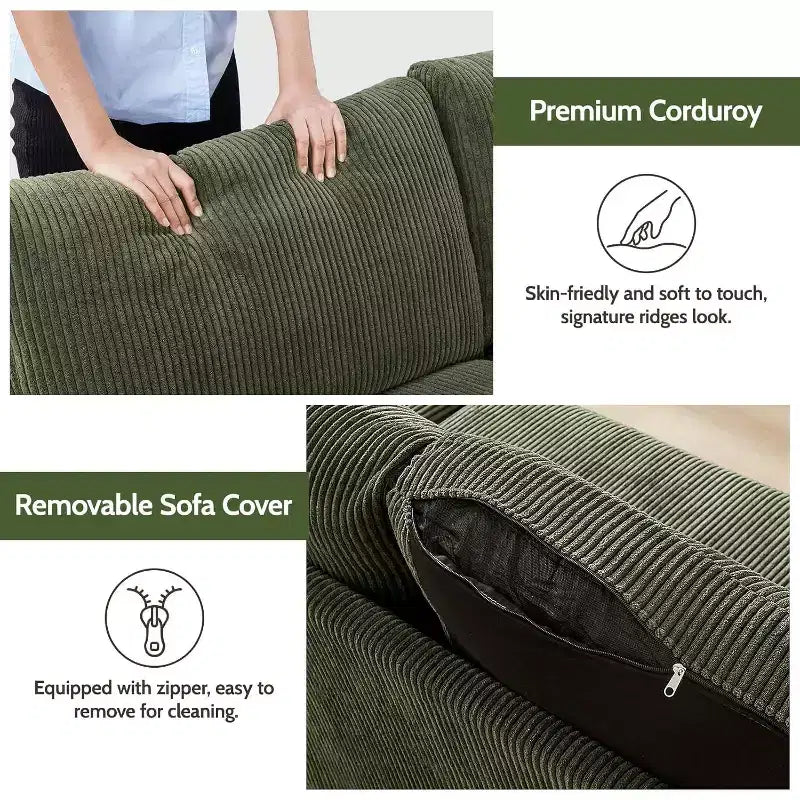 Dyonery Canapé deux places 68, Canapé moderne du milieu du siècle avec coussin à ressorts, cadre en bois massif, assemblage sans outils
