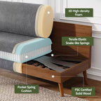 Dyonery Canapé deux places 68, Canapé moderne du milieu du siècle avec coussin à ressorts, cadre en bois massif, assemblage sans outils