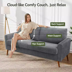 Dyonery Canapé deux places 68, Canapé moderne du milieu du siècle avec coussin à ressorts, cadre en bois massif, assemblage sans outils