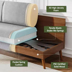Dyonery Canapé deux places 68, Canapé moderne du milieu du siècle avec coussin à ressorts, cadre en bois massif, assemblage sans outils