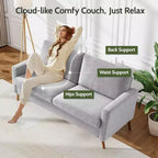 Dyonery Canapé deux places 68, Canapé moderne du milieu du siècle avec coussin à ressorts, cadre en bois massif, assemblage sans outils