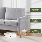 Dyonery Canapé deux places 68, Canapé moderne du milieu du siècle avec coussin à ressorts, cadre en bois massif, assemblage sans outils