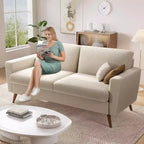 Dyonery Canapé deux places 68, Canapé moderne du milieu du siècle avec coussin à ressorts, cadre en bois massif, assemblage sans outils