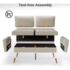Dyonery Canapé deux places 68, Canapé moderne du milieu du siècle avec coussin à ressorts, cadre en bois massif, assemblage sans outils